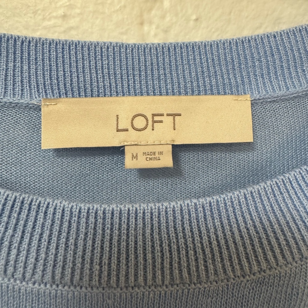 LOFT Blue Lemon print lightweight  sweater - Picture 3 of 5